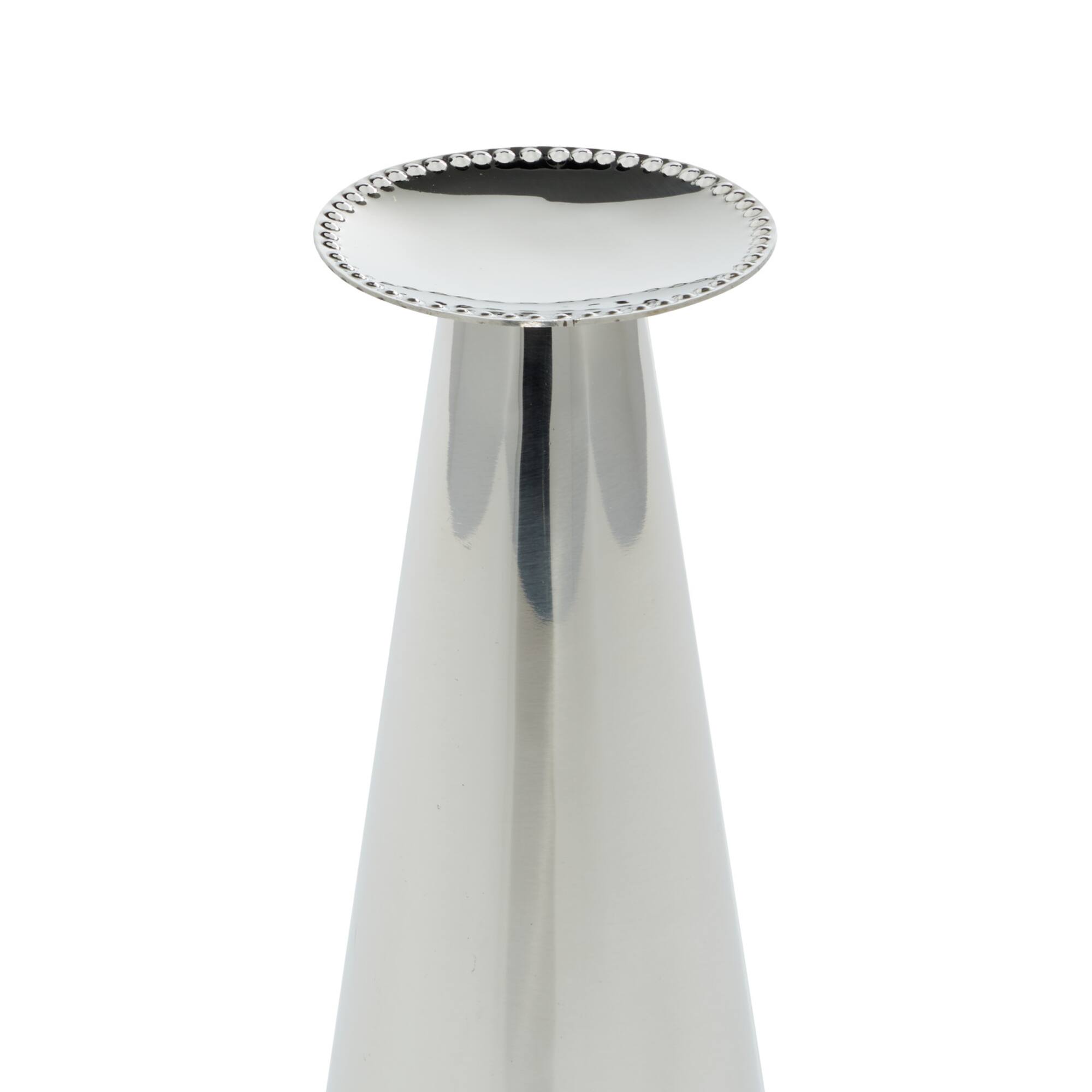Silver Stainless Steel Glam Cone Candle Holder Set